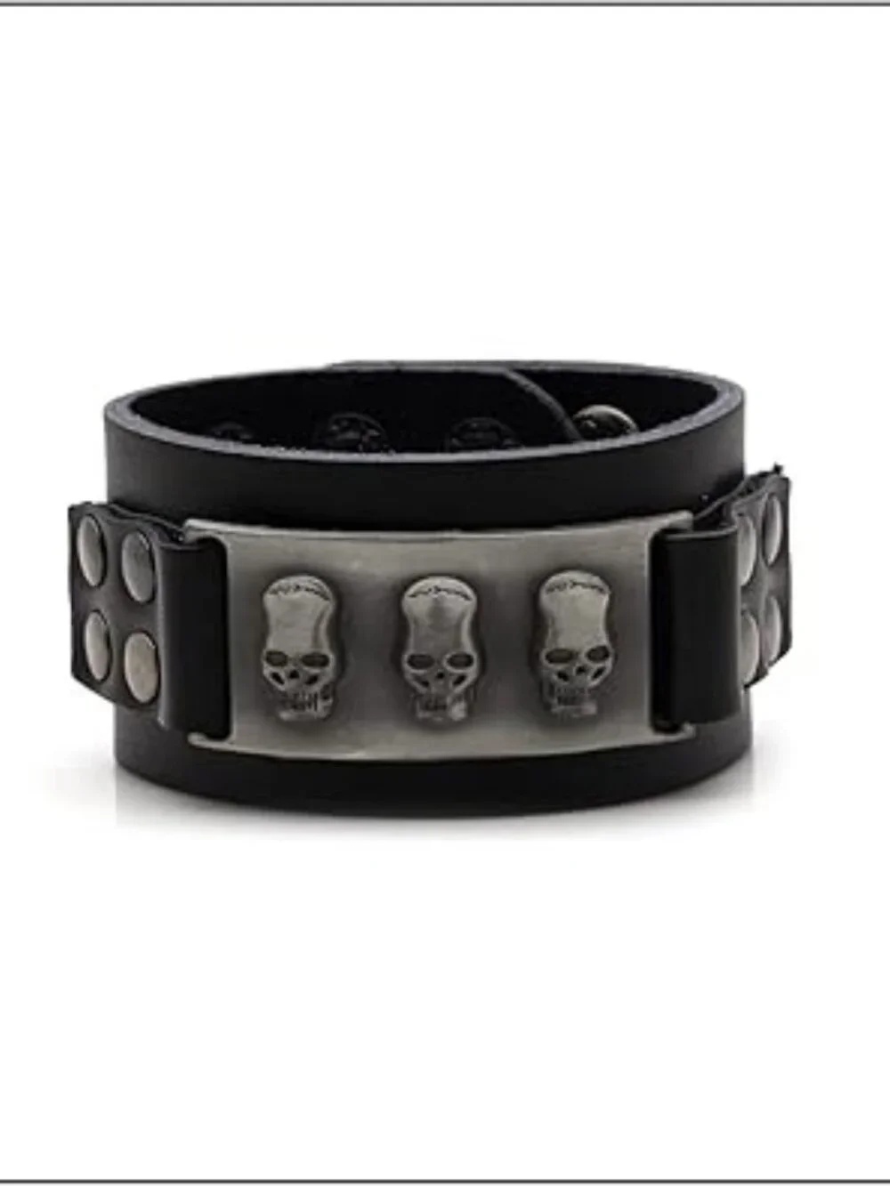 NEW Skull Hip Hop Alloy Skulls‎ Wristband Leather Cuff Bracelet 7: to 8